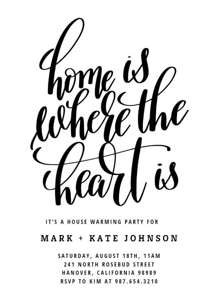 Moving typography - housewarming invitation