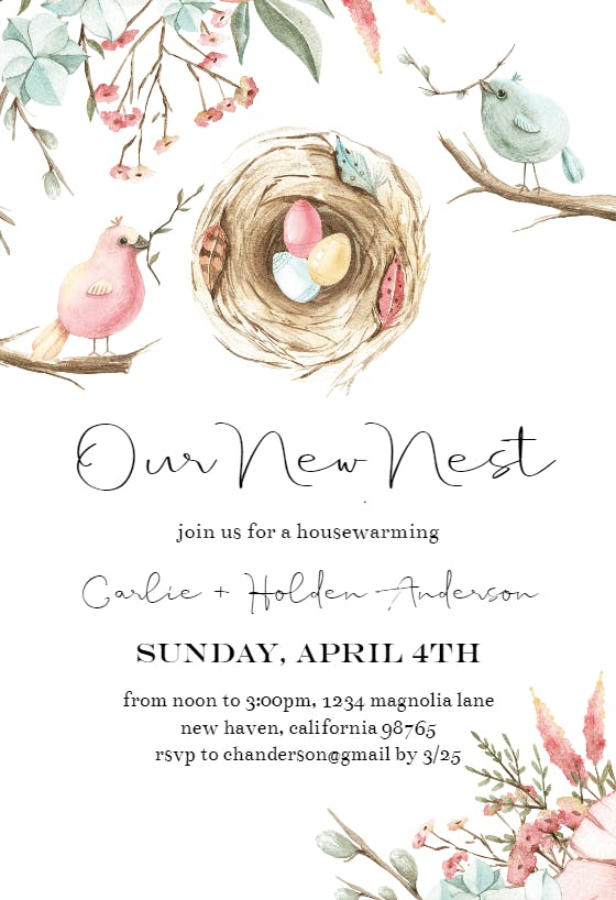 Nest -  invitación para inauguración de casa nueva