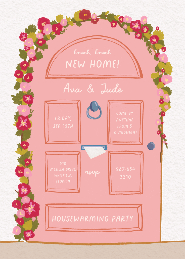 New door - housewarming invitation