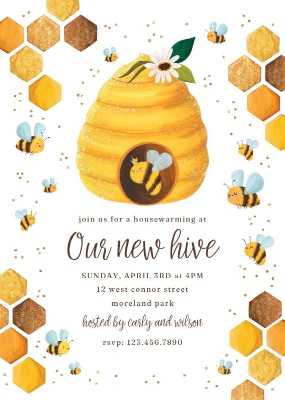 Our new hive - party invitation