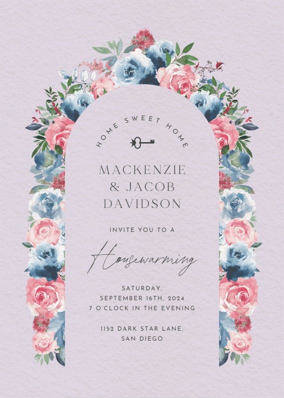 Painted petals - housewarming invitation