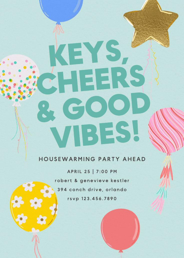 Party poppin - housewarming invitation