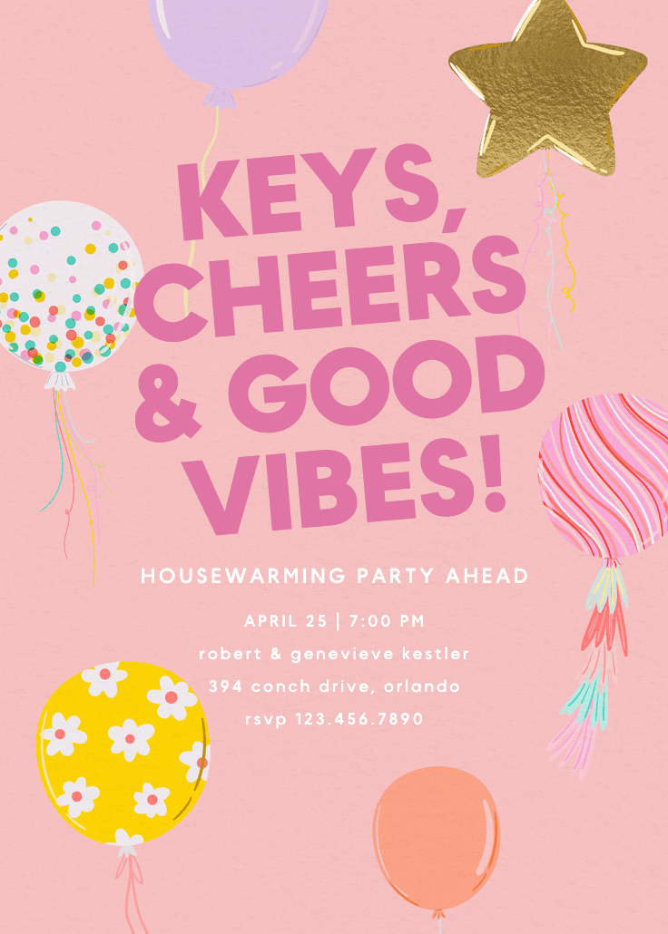 Party poppin - housewarming invitation