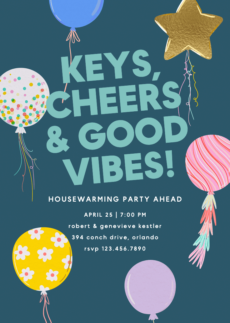 Party poppin - housewarming invitation