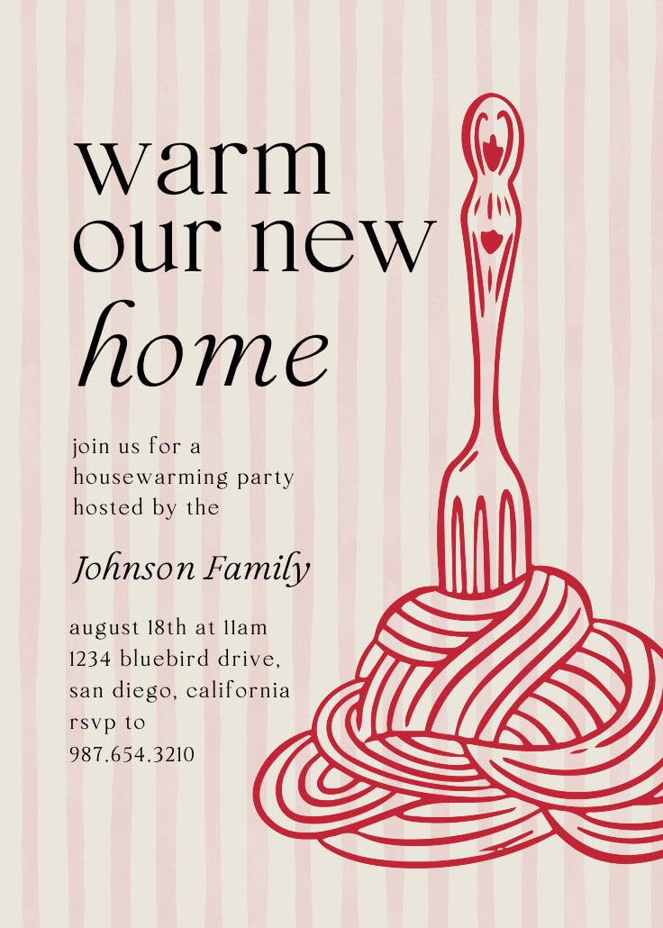 Pasta la vista - housewarming invitation