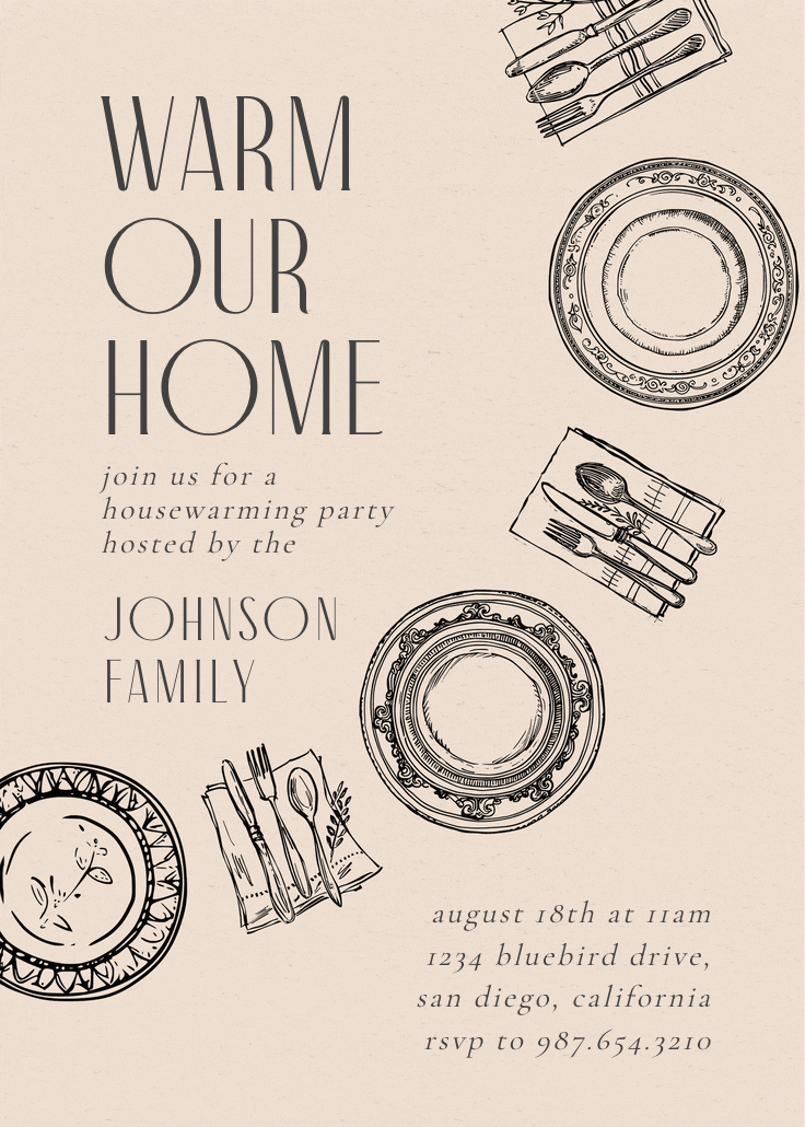 Place settings - housewarming invitation