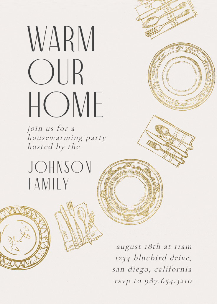 Place settings - housewarming invitation