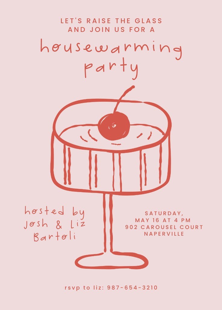 Raise that glass - housewarming invitation