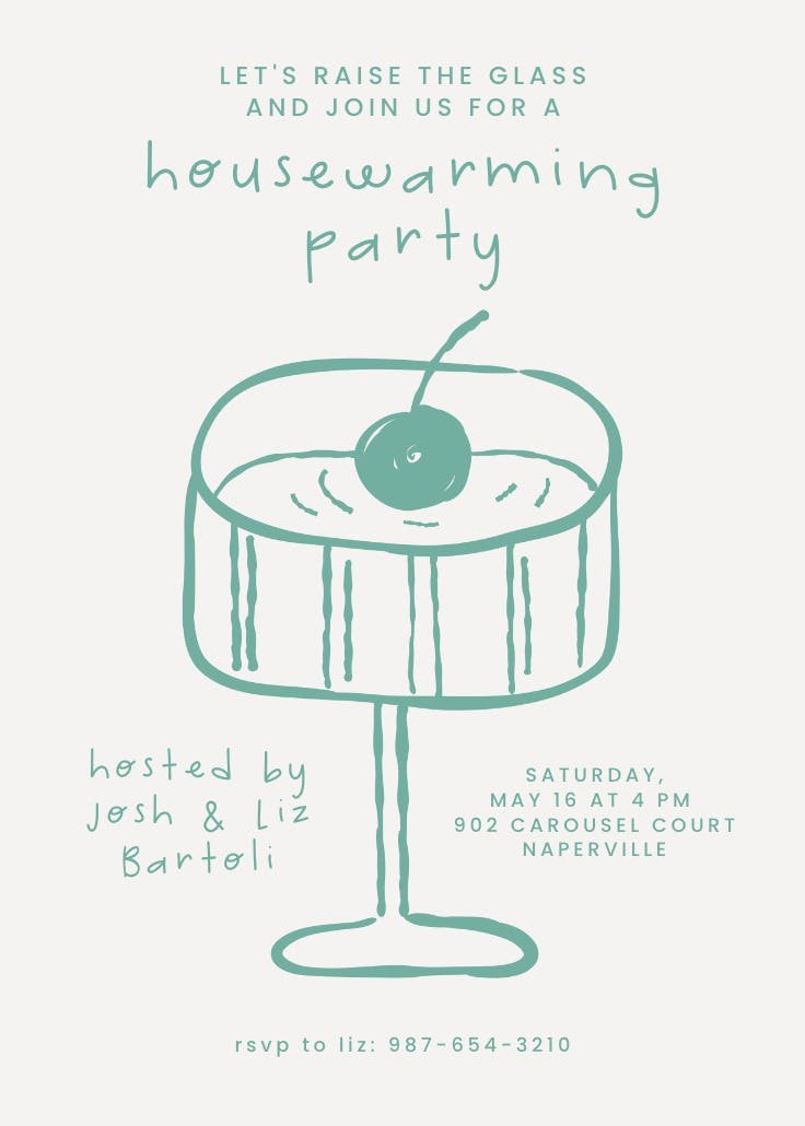Raise that glass - housewarming invitation