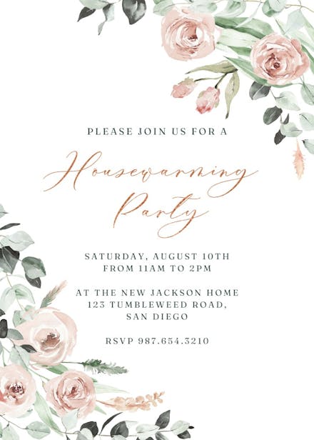 Rosey roses - housewarming invitation