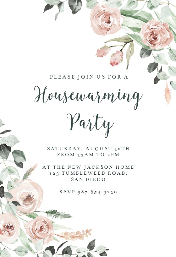 Rosey roses - housewarming invitation