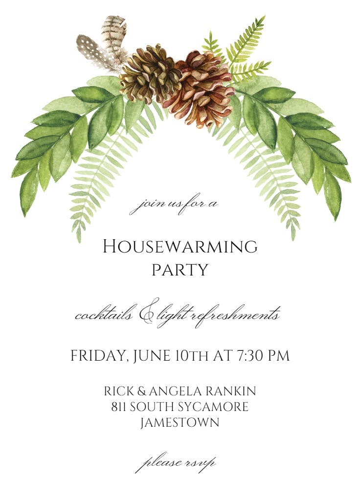 Rustic greenery - housewarming invitation