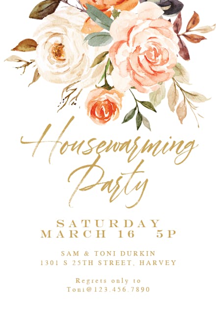 Rustic Roses - Invitación Para Inauguración De Casa Nueva