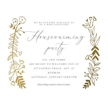 Side by Side Gold - Housewarming Invitation