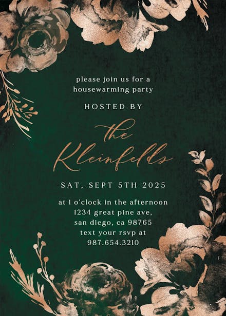 Simple burgundy blush - housewarming invitation