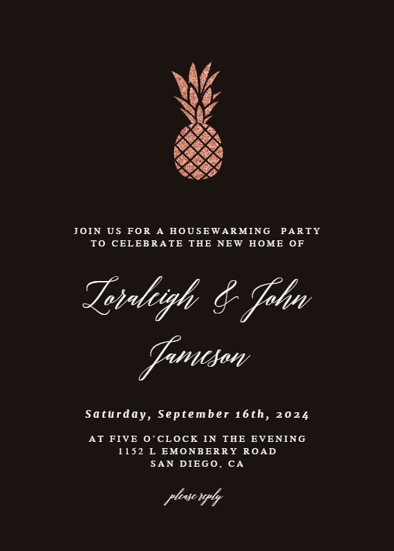 Simple gold pineapple - printable party invitation