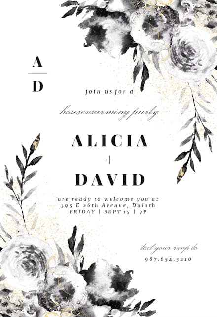 Smokey Flowers - Housewarming Invitation