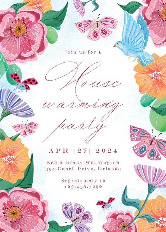 Spring colors - housewarming invitation
