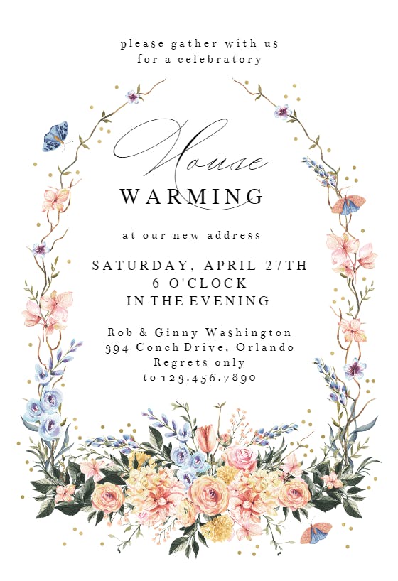 Spring dusty frame - housewarming invitation