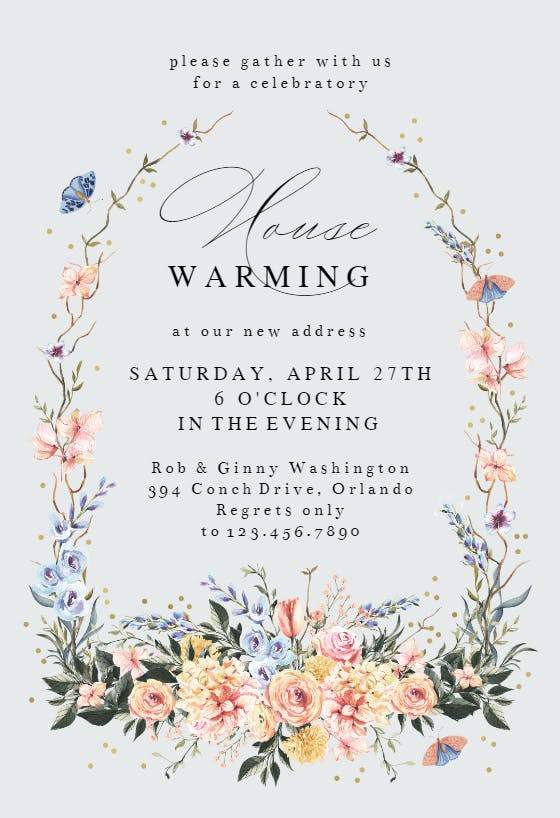 Spring dusty frame - housewarming invitation