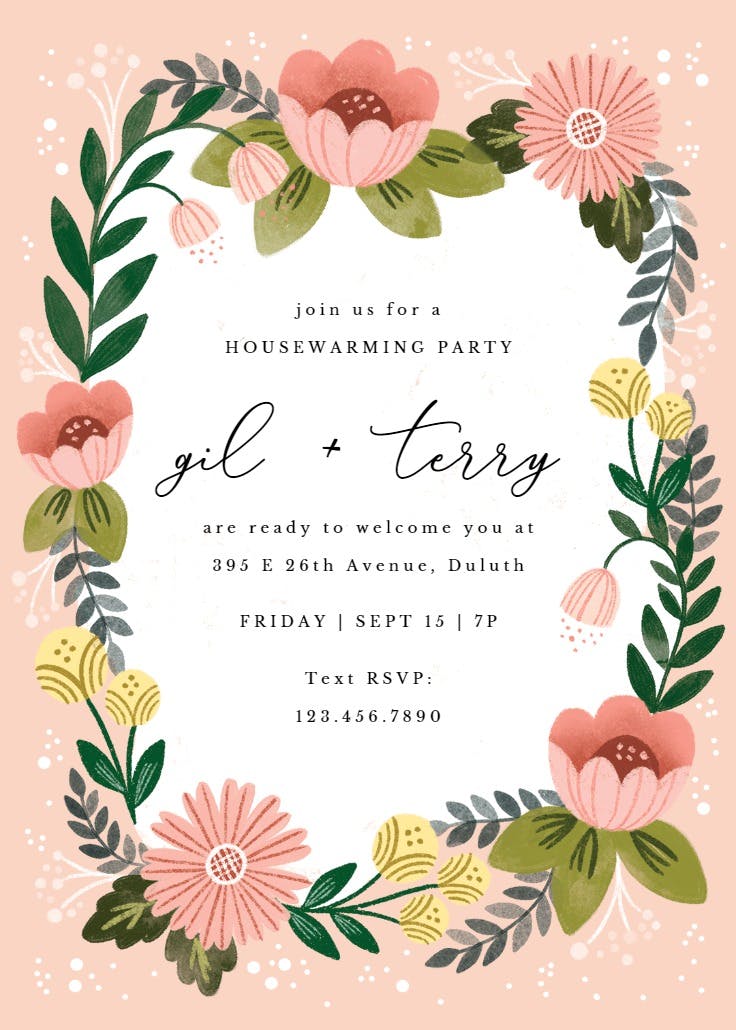 Spring frame - housewarming invitation