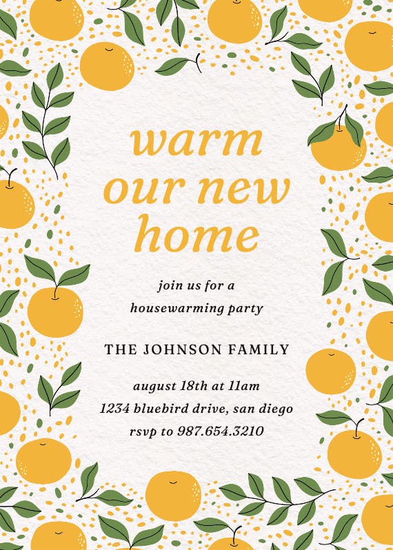 Squeeze the day - housewarming invitation