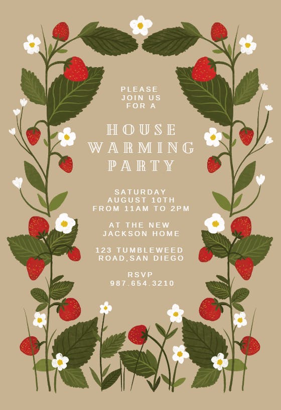 Strawberry garden - housewarming invitation