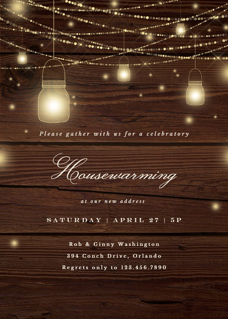 Strings of lights - housewarming invitation