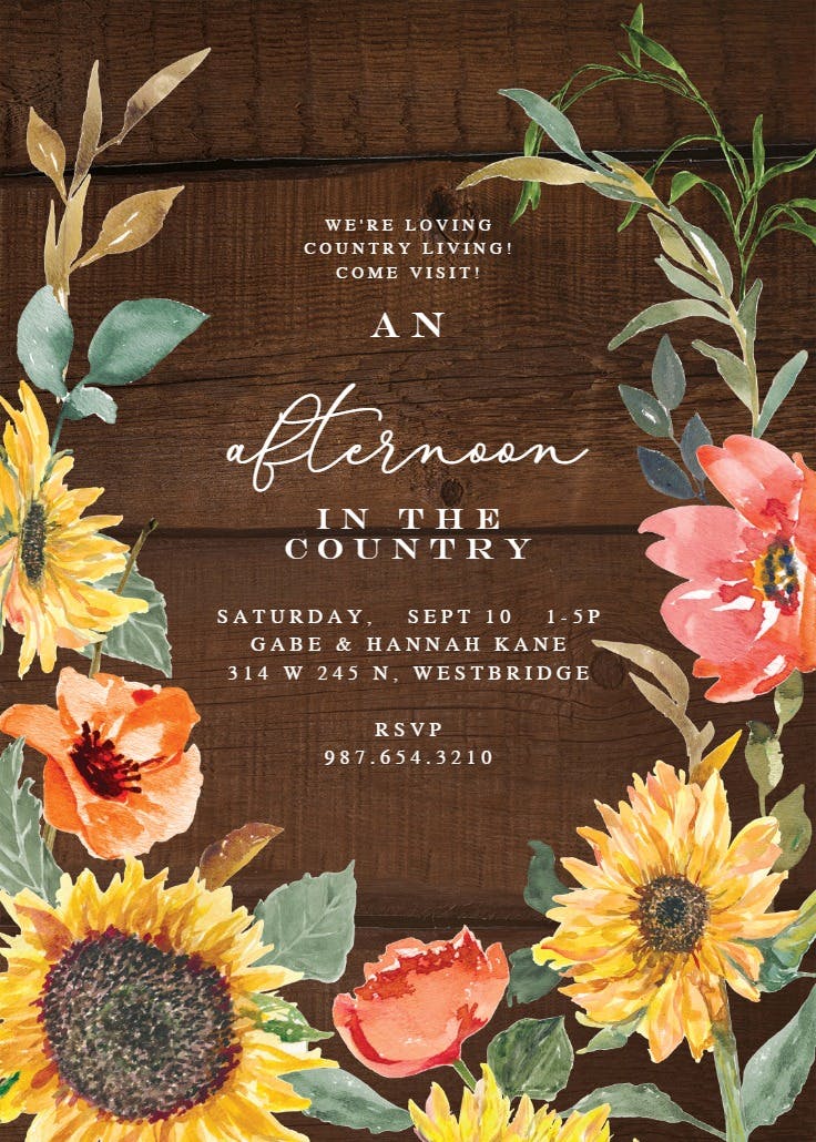 Sunflower border - housewarming invitation