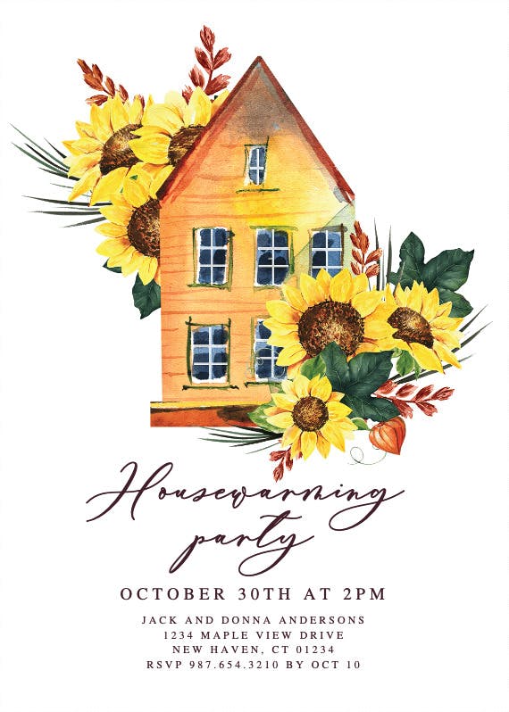 Sunflower home -  invitación para inauguración de casa nueva