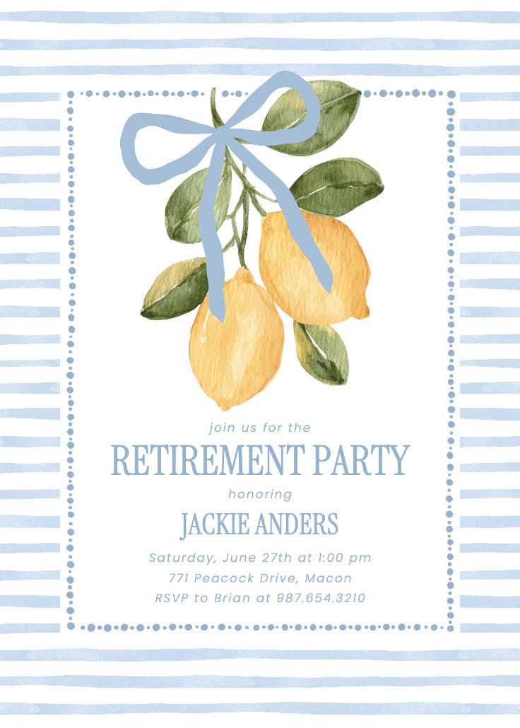 Sunny lemons - retirement & farewell party invitation