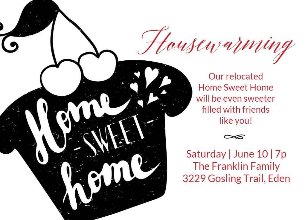 Sweet as ever - invitación para inauguración de casa nueva
