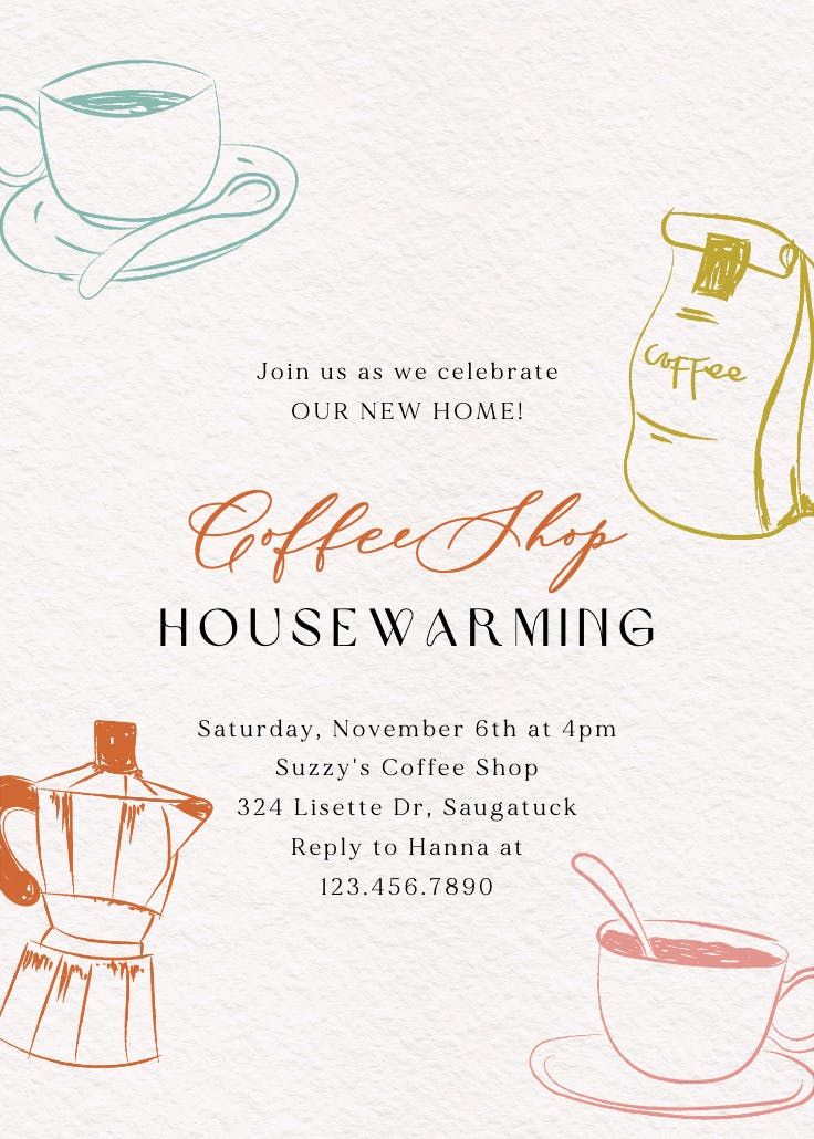 Team coffee - housewarming invitation