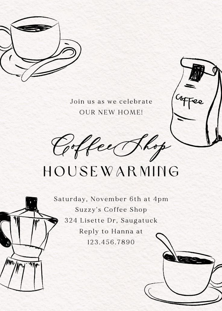 Team coffee - invitación para inauguración de casa nueva