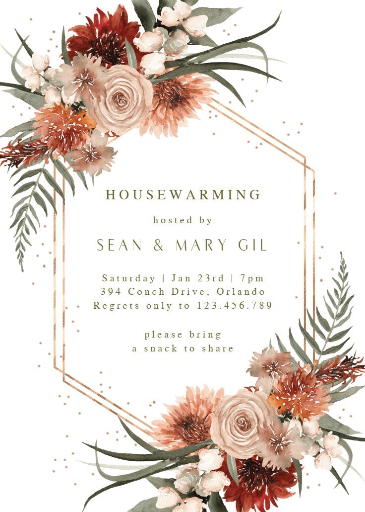 Terracotta frame - housewarming invitation