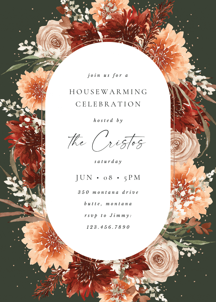 Terracotta round frame - housewarming invitation