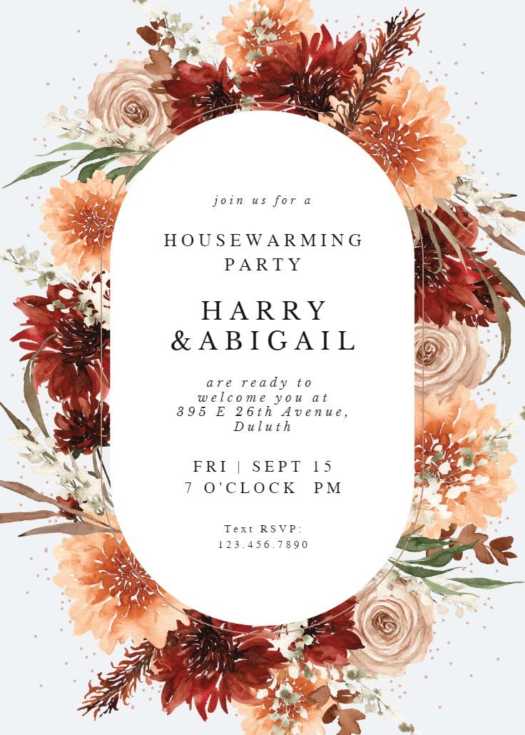 Terracotta round frame - housewarming invitation