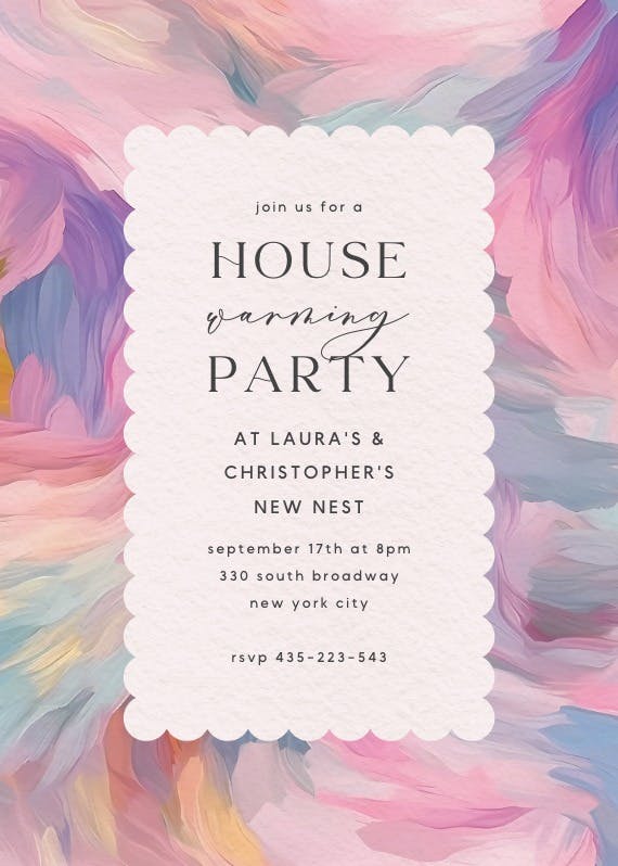 Textured pastel -  invitación para inauguración de casa nueva