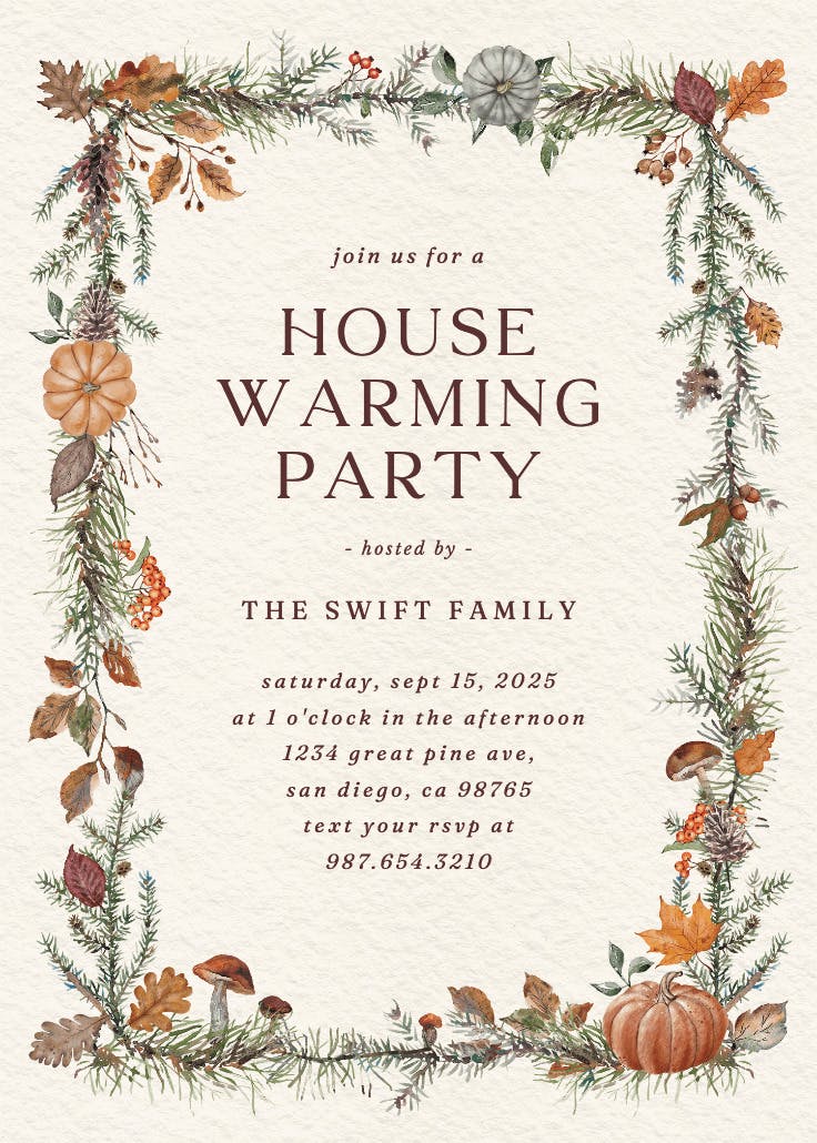 Traditional autumn - housewarming invitation