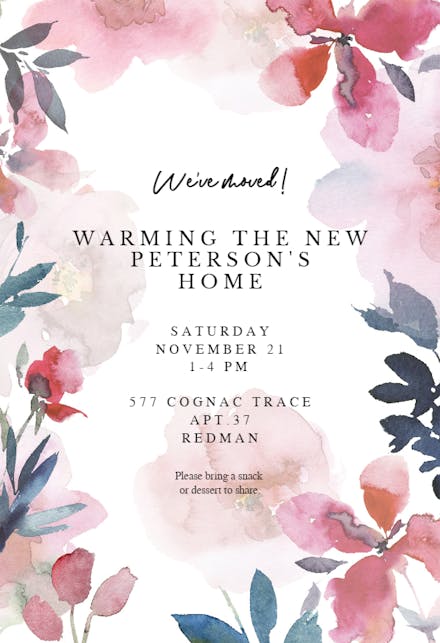 Transparent Flowers - Housewarming Invitation