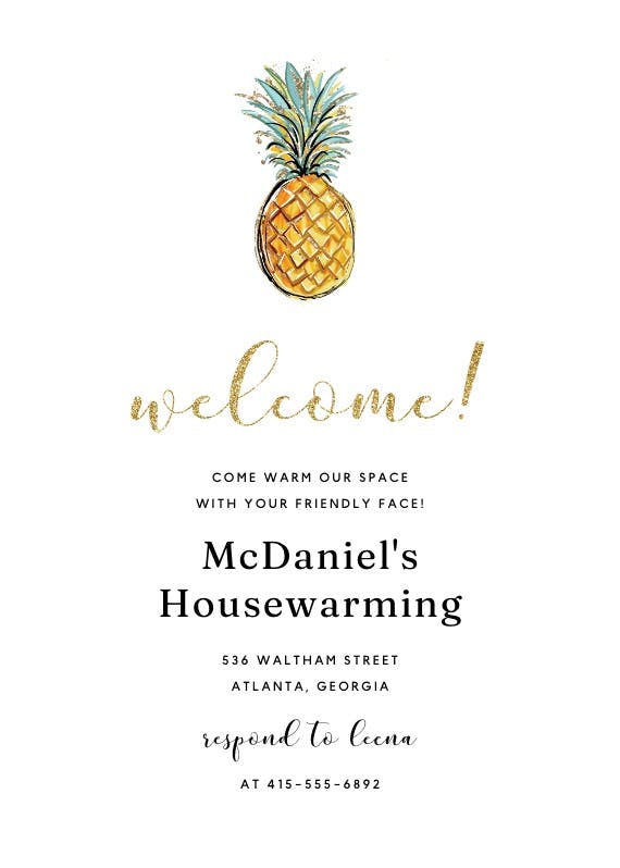Tropical pineapple - housewarming invitation