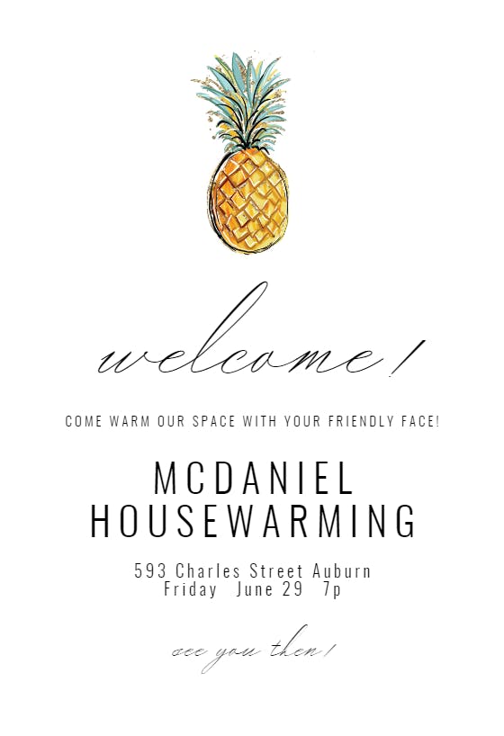 Tropical pineapple -  invitación para inauguración de casa nueva