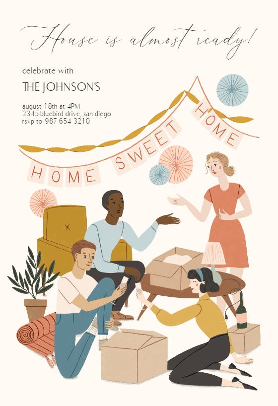 Unboxing day (by meghann rader) - housewarming invitation