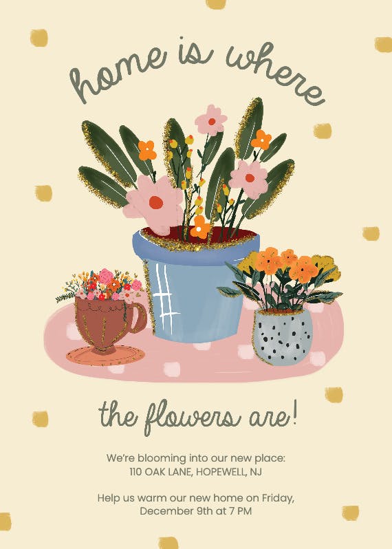 Vibrant flowers - housewarming invitation