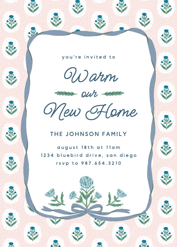 Vintage flower - invitación para inauguración de casa nueva