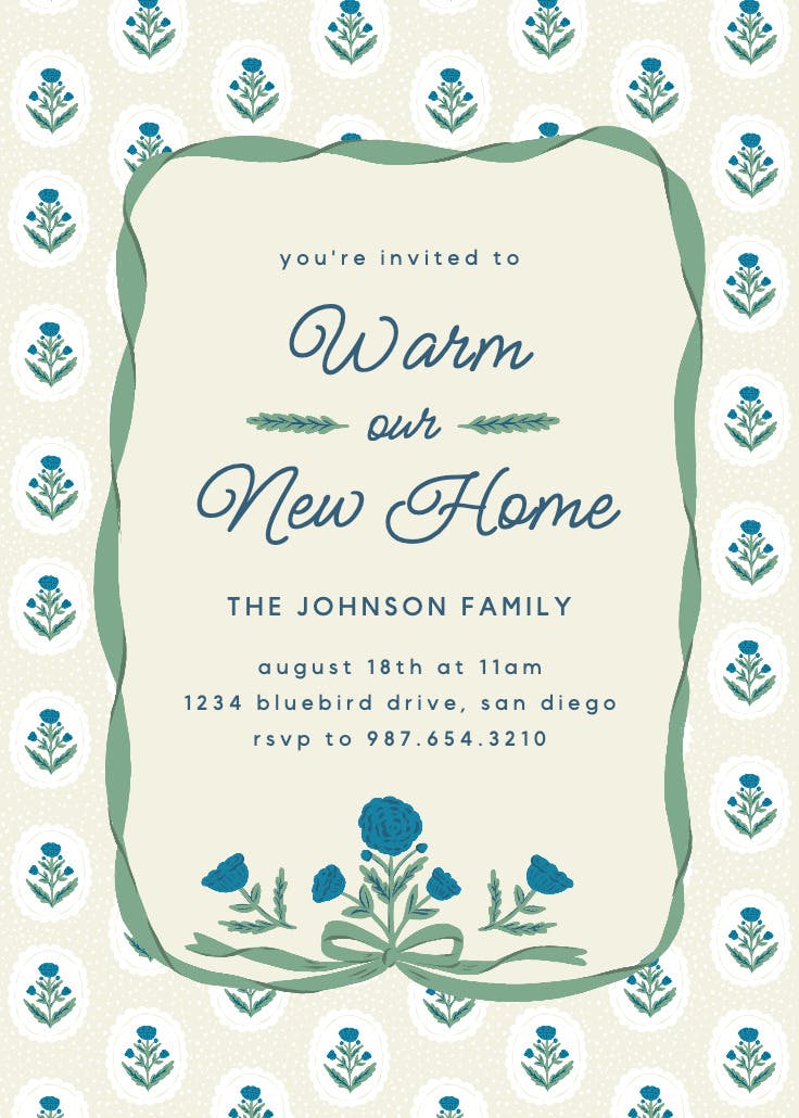 Vintage flower - invitación para inauguración de casa nueva