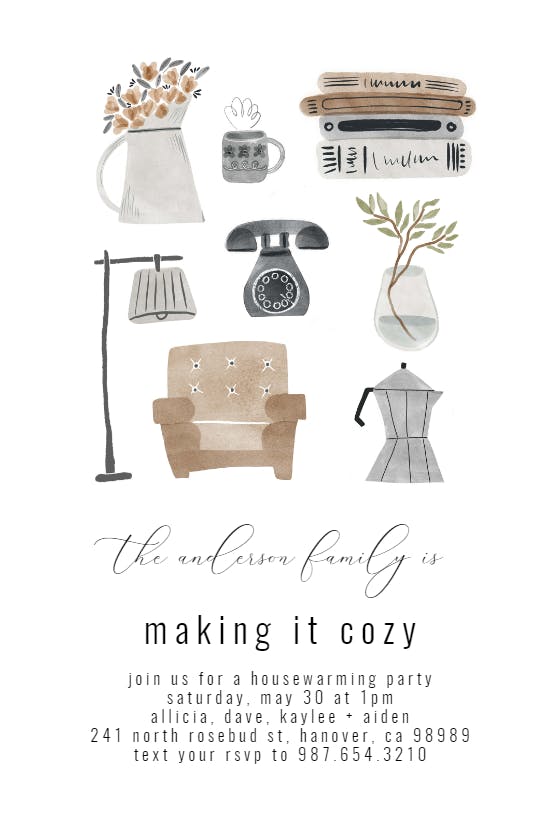 Vintage objects - printable party invitation