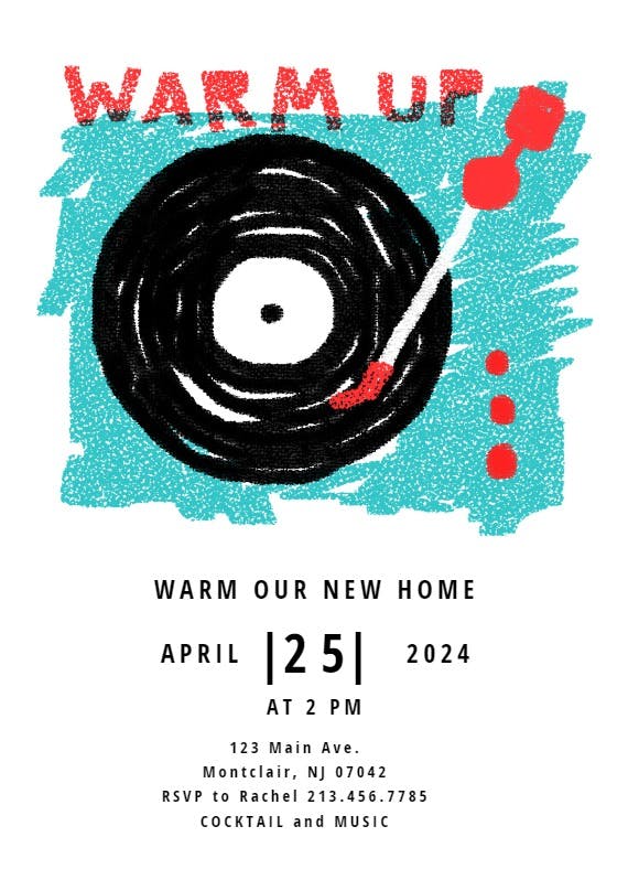 Warm up -  invitación para inauguración de casa nueva