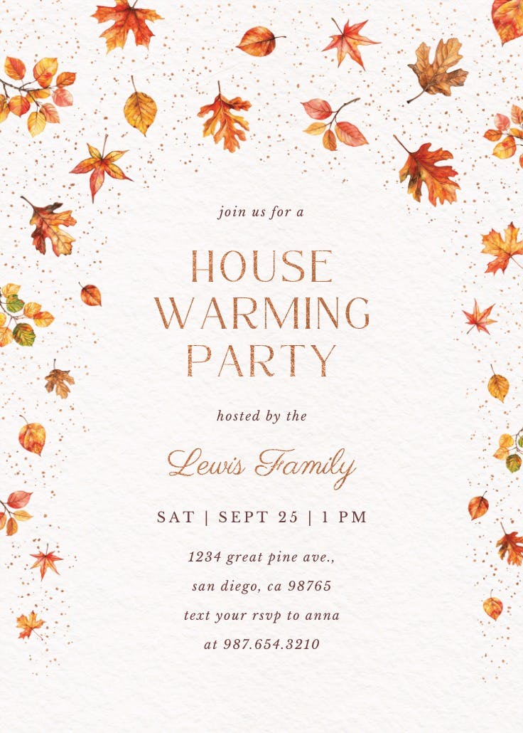 Watercolor autumn - housewarming invitation