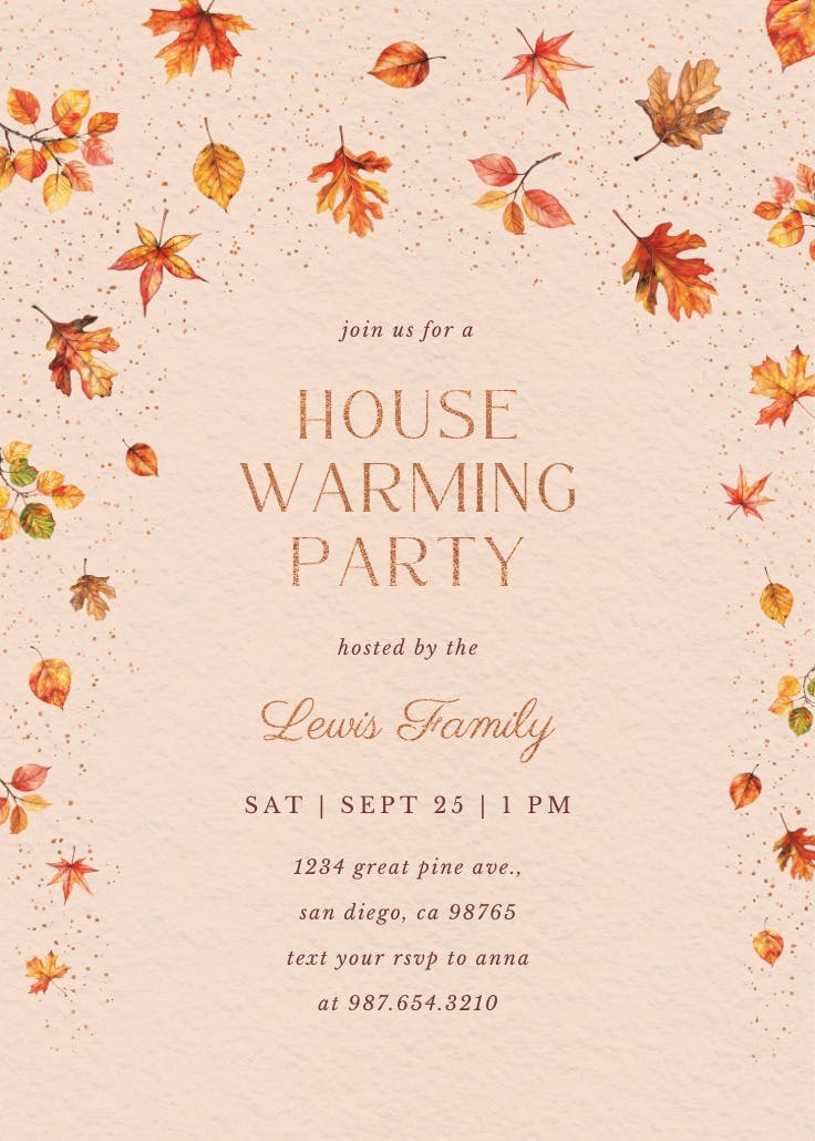 Watercolor autumn - housewarming invitation